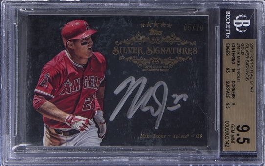 2013 Topps Five Star "Silver Signings Gold" #MTR Mike Trout Signed Card (#05/10) - BGS GEM MINT 9.5/ BGS 10